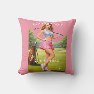 Fit Female Golfer Thunder_Cove Throw Pillow
