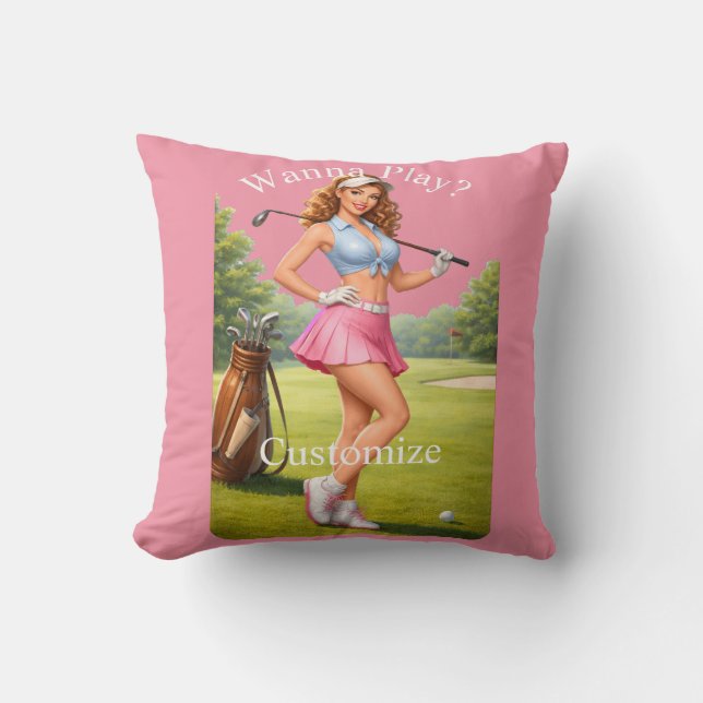 Fit Female Golfer Thunder_Cove Throw Pillow (Front)