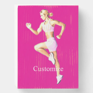 Fit Female Runner Thunder_Cove Wooden Box Sign