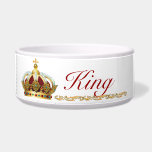 Fit for a King Bowl<br><div class="desc">Fancy dog bowl with a golden crown and gold scrolls. You may change the name on the bowl. I used red lettering to match the red of the crown. The crown is full of jewels and pearls and has a fleur de lis on top. Very royal and kingly for your...</div>