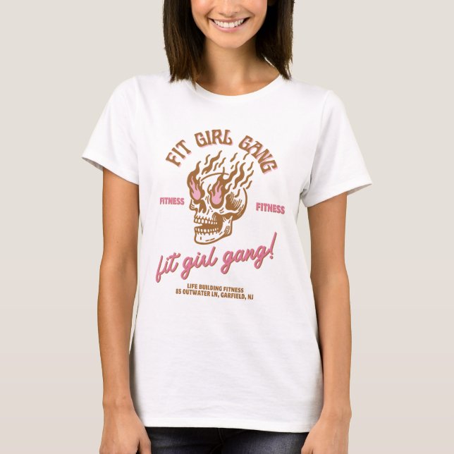 Fit Girl Gang - Skull- Brown and Pink tee (Front)