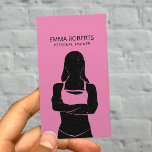 Fit Girl Personal Trainer Black & Pink Fitness Business Card<br><div class="desc">Fitness Girl Personal Trainer Black & Pink Social Media Business Cards.</div>