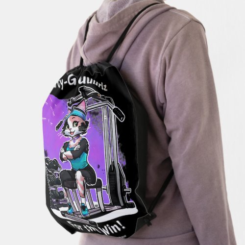 Fit Kitty Gurl Purple Drawstring Gym Bag