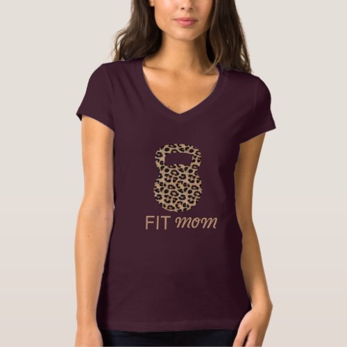 Fit Mom Chic Leopard Kettlebell Workout T_Shirt