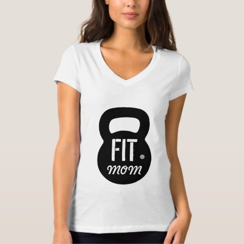 Fit Mom Simple Black Kettlebell Gym Workout T_Shirt