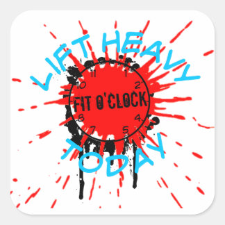 Fit O'clock splatter lifting gym fitness clock Square Sticker