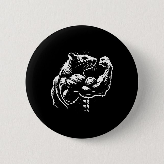 Fit Rat Weight Training Deadlift Gym Weightlifting Button (Front)