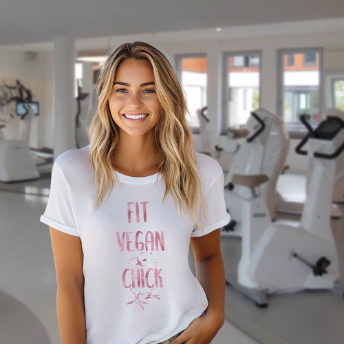 Fit Vegan Chick Pink Foil Fitness T_Shirt
