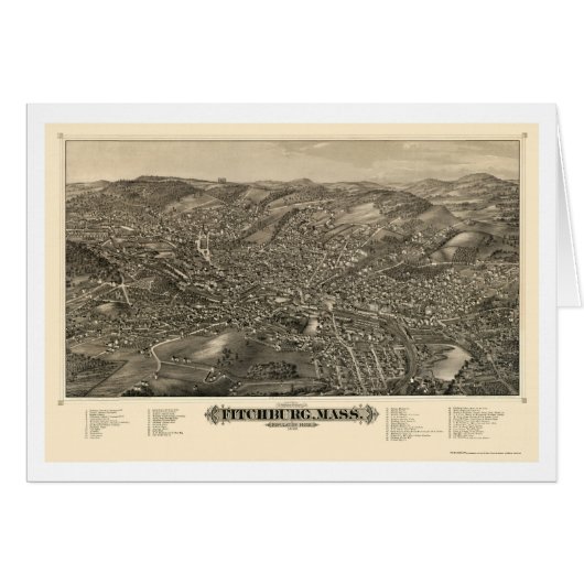 Fitchburg, MA Panoramic Map - 1882 Cards (Front Horizontal)