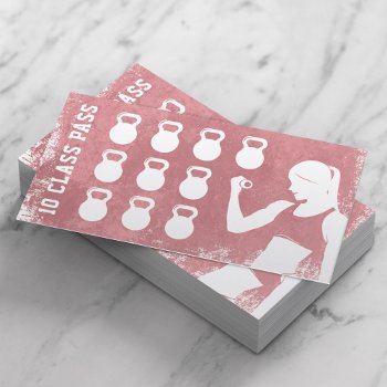 Fitness 10 Class Pass Girl Grunge Pink Loyalty by cardfactory at Zazzle