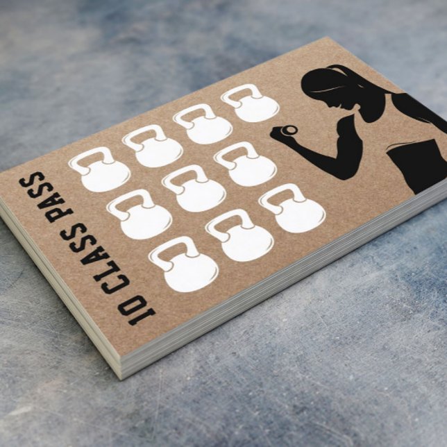 Fitness 10 Class Pass Rustic Kraft Loyalty Card (Creator Uploaded)