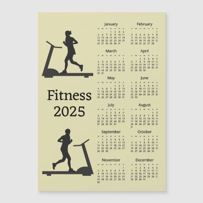 Fitness 2025 Calendar Magnetic Card