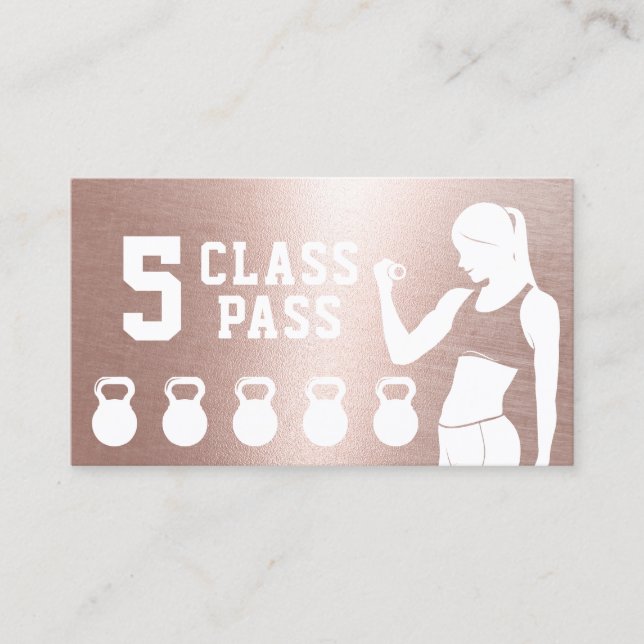 Fitness 5 Class Pass Rose Gold Loyalty (Front)