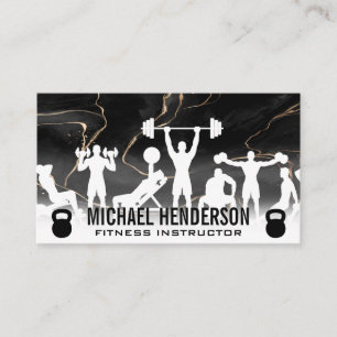 Fitness Activities Kettle Bells Watercolor Ink Business Card