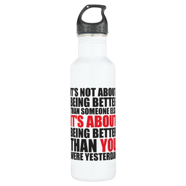 Fitness and Bodybuilding Motivation Stainless Steel Water Bottle (Front)