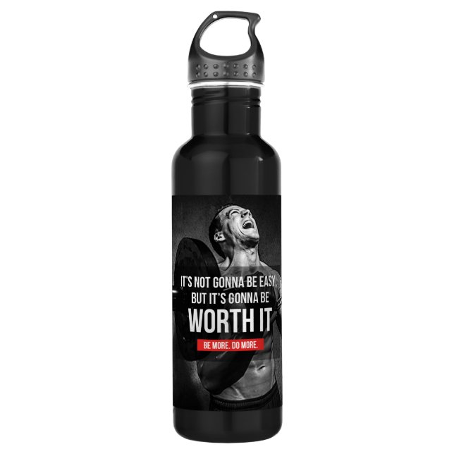 Fitness and Bodybuilding Motivation Stainless Steel Water Bottle (Front)