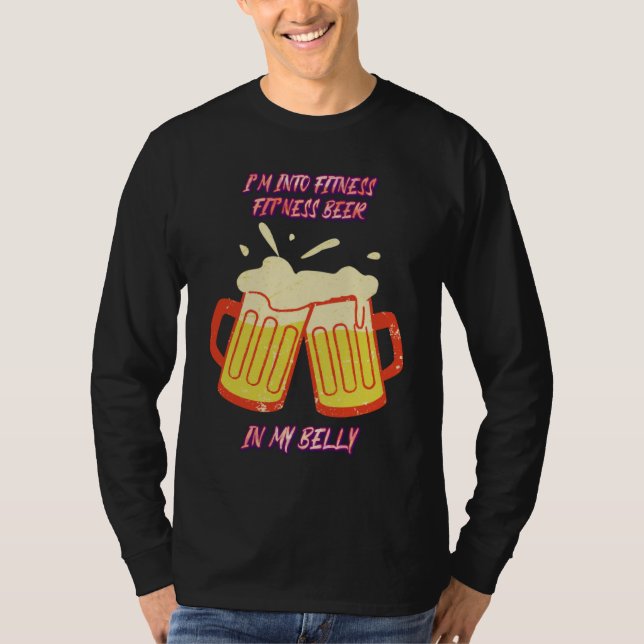 Fit'ness Beer In My Belly Gym Cute Joke T-Shirt (Front)