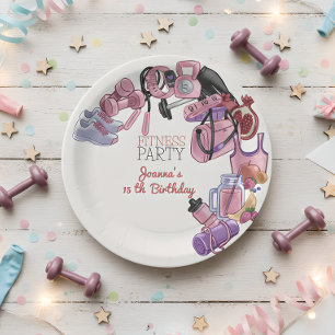 Fitness birthday party paper plates