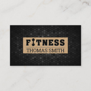 Fitness Black Geometric Brown Paper Business Card