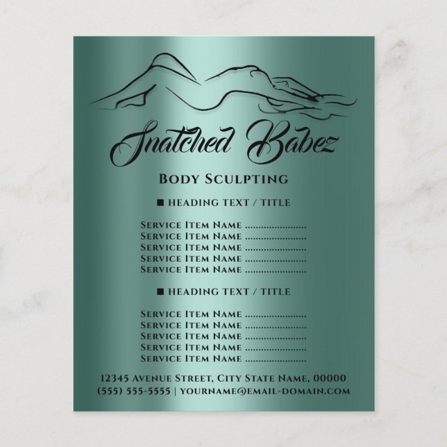 Fitness Body Building SPA Logo Teal Green Flyer (Front)