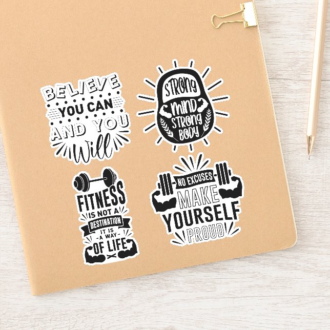 Fitness Bundle Work out Gym Set Motivational  Sticker (Notebook)
