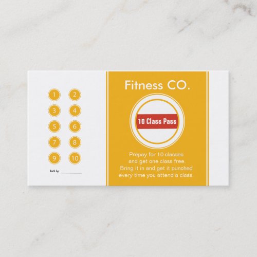 Fitness Business Card 10 Class Pass Template