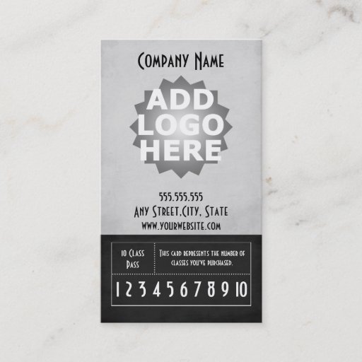Customizable Fitness Business Card 10 Class Pass Template