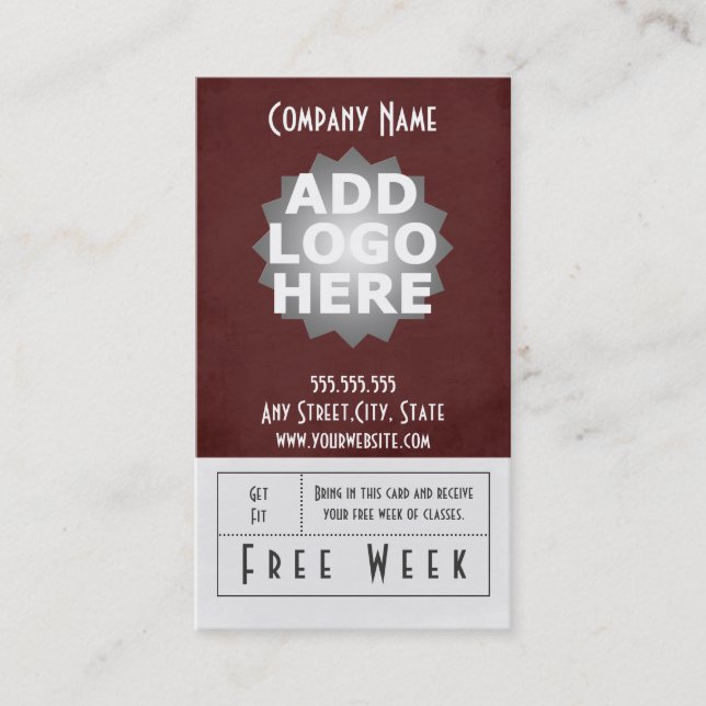 Fitness Business Card Free Week Pass (Front)