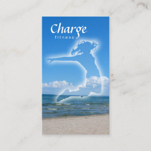 Fitness Business Card w/ beach & blue sky