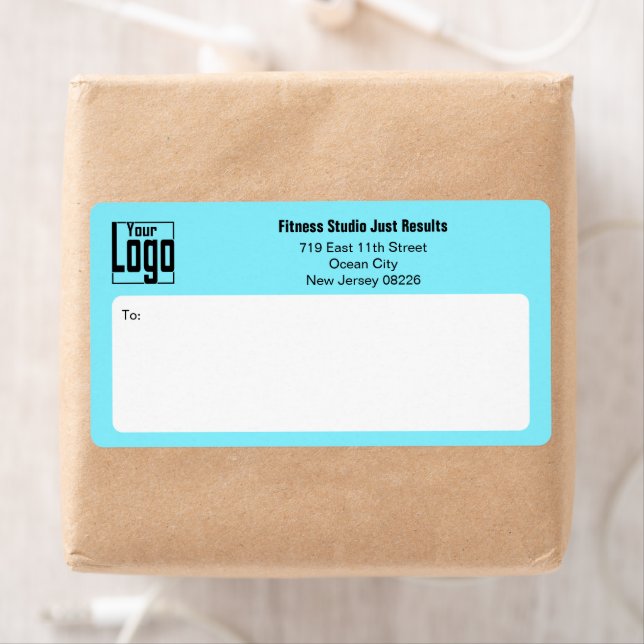 Fitness Business Logo Electric-Blue Black Shipping Label (Insitu)