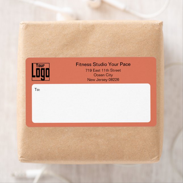 Fitness Business Logo Orange Black Shipping Label (Insitu)