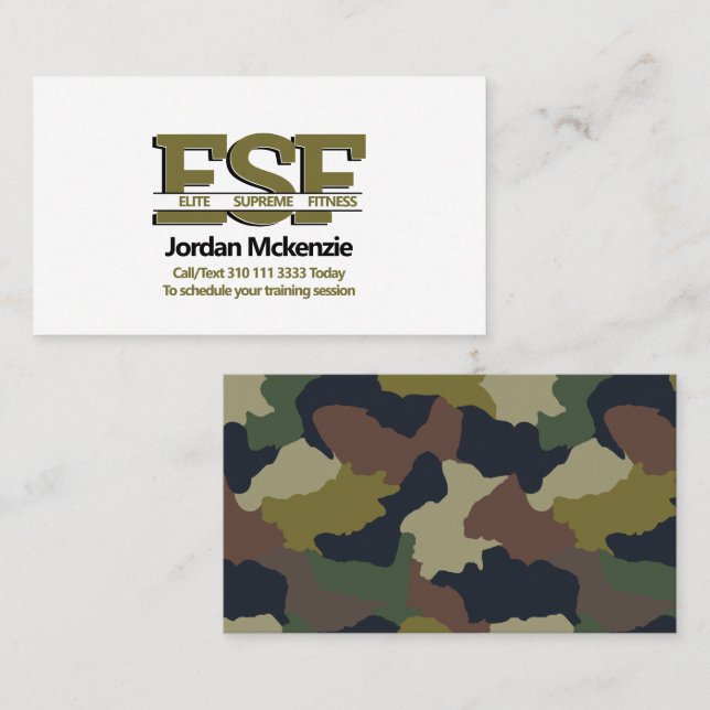 Fitness Business | Personal Trainer Monogram Logo Card (Front/Back)