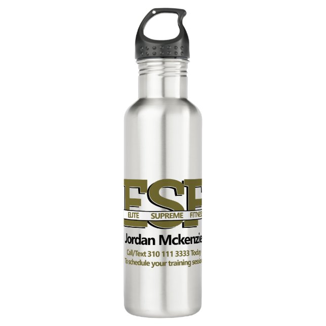 Fitness Business | Personal Trainer Monogram Logo Stainless Steel Water Bottle (Front)