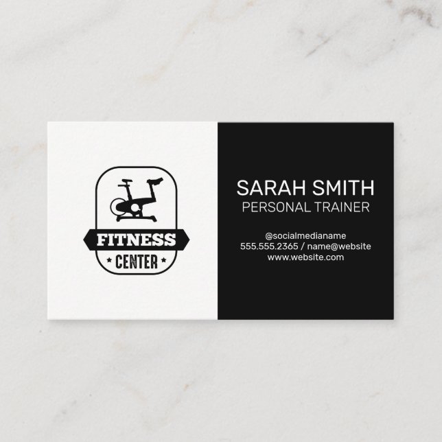 Fitness Center Spin Bike Icon Business Card (Front)
