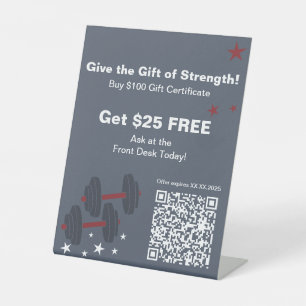 Fitness Christmas Gift of Strength Certificate Pedestal Sign