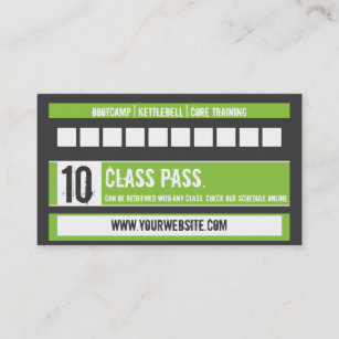 Fitness Class Business Card 10 Class Pass Card