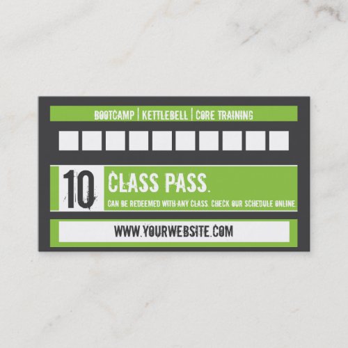 Fitness Class Business Card 10 Class Pass Card