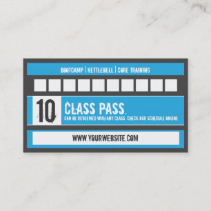 Fitness Class Business Card 10 Class Pass Card