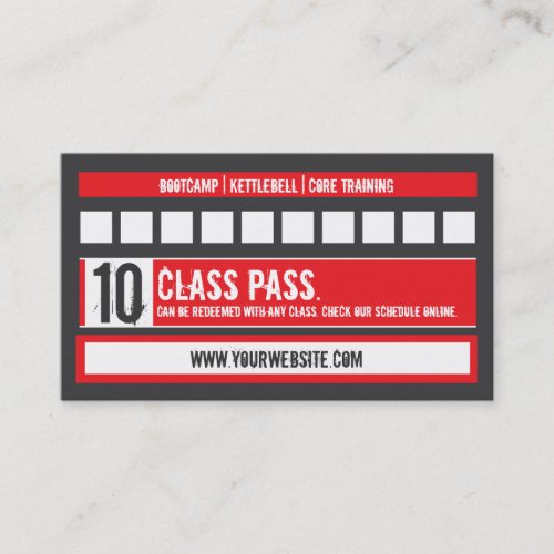 Fitness Class Business Card 10 Class Pass Card