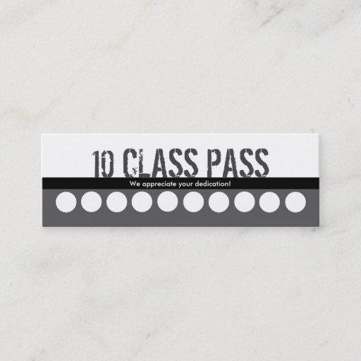 Customizable Fitness Class Business Card 10 Class Pass Card