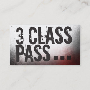 Fitness Class Business Card 3 Class Pass Card