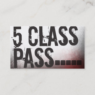 Fitness Class Business Card 5 Class Pass Card