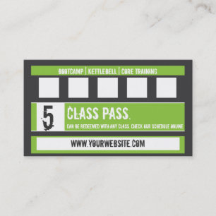 Fitness Class Business Card 5 Class Pass Card
