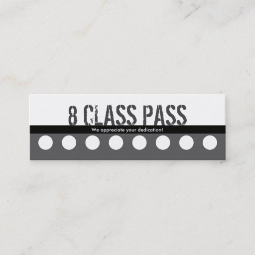 Customizable Fitness Class Business Card 8 Class Pass Card
