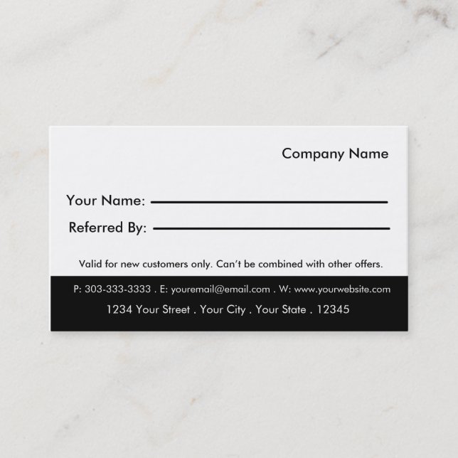 Fitness Class Referral Business Card (Front)