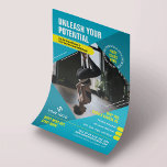 Fitness Classes Modern Photo Blue Marketing Gym Flyer<br><div class="desc">Promote your personal trainer services or workout classes with this modern Trainer Flyer design. Featuring a modern blue and yellow design with space for one photo, your logo, tag line or heading, custom text as well as a promotional offer. You can edit all text and colors to create custom fitness...</div>