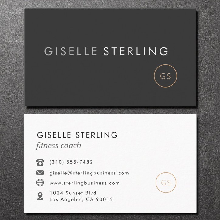 Fitness Coach Luxury Black Elegant Modern Business Card