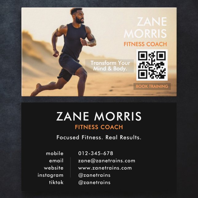 Fitness Coach Photo QR Code Business Card (Creator Uploaded)