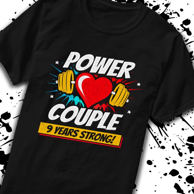 Fitness Couple 9th Anniversary 9 Years Strong T-Shirt (Creator Uploaded)