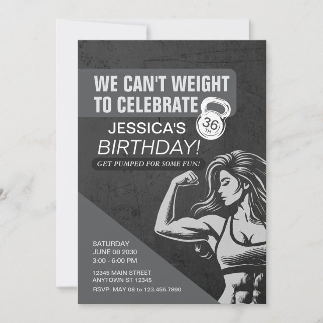 Fitness Crossfit Weight Workout Birthday Party Invitation (Front)